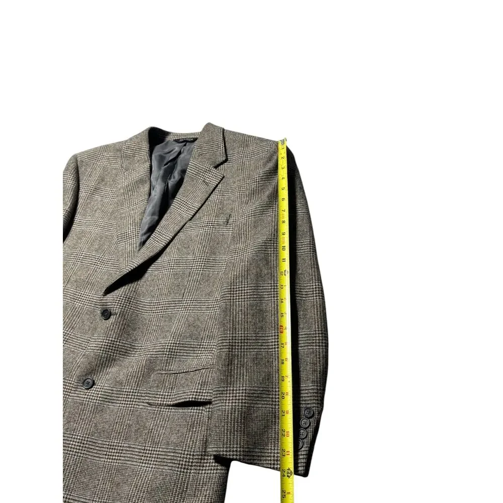 Jos. A. Bank Blazer Mens 44R Brown Gray Plaid Executive Sport Coat Camel Hair